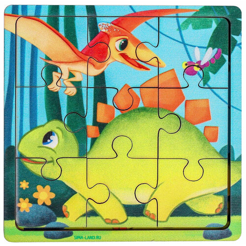 рамка вкладыш оксва собери квадрат 3 категория сложности Деревянный пазл Динозавры, головоломка для малышей из 9 деталей, развитие мелкой моторики, логики и внимательности