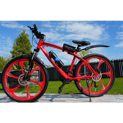 Велосипед Richiesto 26 колёса Рама 19 дюймов модель 2024 Взрослый Подростковый Спортивный На литых дисках, красный велосипед горный batler на литых прочных дисках 26 чёрный