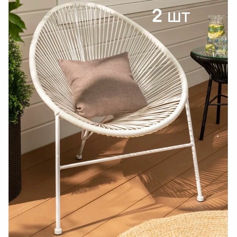 фото Стул садовый плетёный для дачи, сада, дома, кухни 720x870x800 мм черный 2 шт