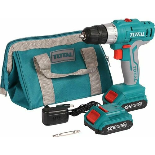 Дрель-шуруповерт TOTAL TDLI1222 с сумкой От аккумулятора 12 В 25 Нм 2 АКБ 7215₽