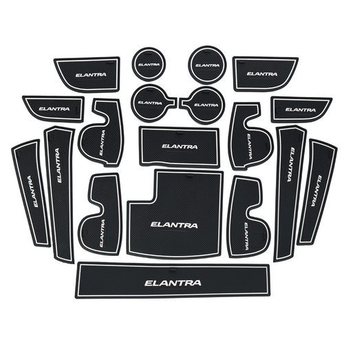 Силиконовые противоскользящие накладки MyPads на Hyundai Elantra VI 2015-2019 в салон автомобиля на дверь подстаканник на подлокотник черно-белая 1226₽