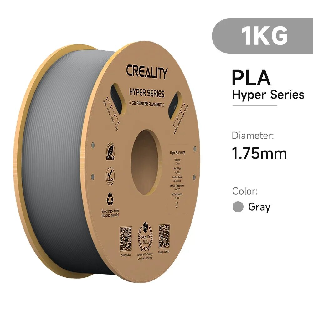 Филамент Creality Hyper Series PLA 3D Printing 1kg Серый