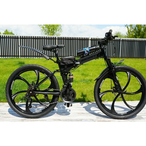 Велосипед двухподвесной складной RICHIESTO , 17 дюймов, черный, 26 дюймов