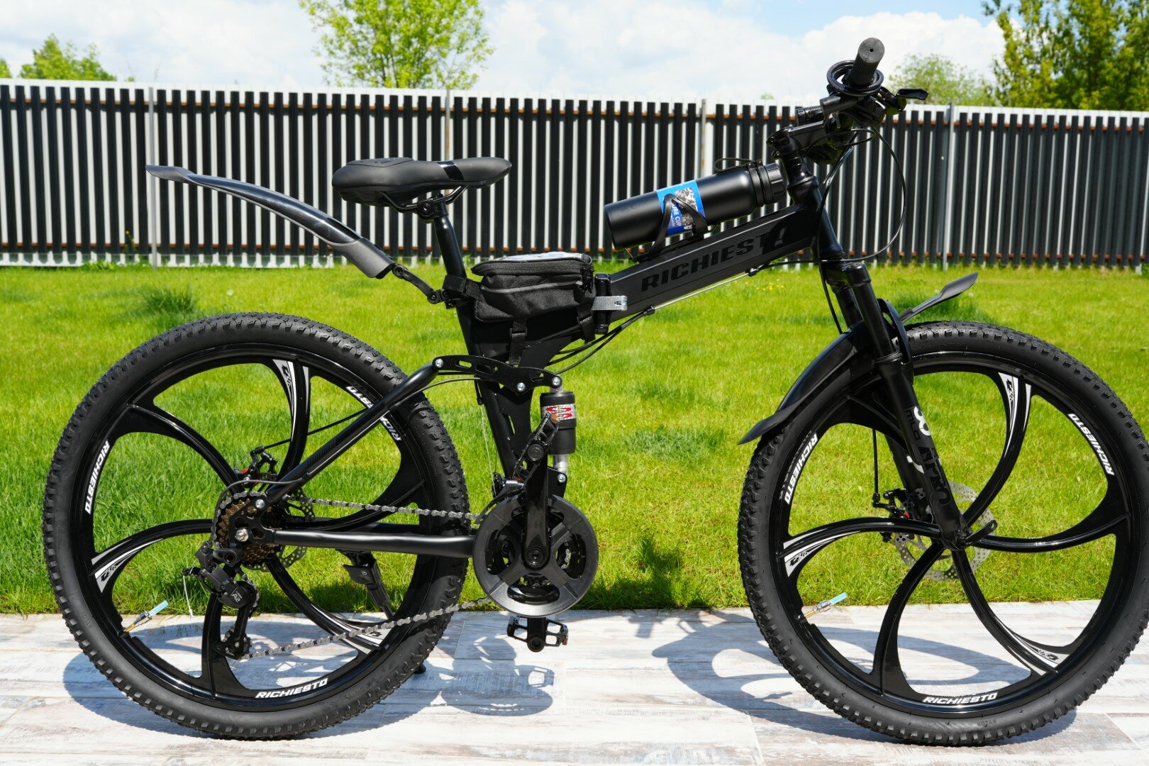 фото Велосипед двухподвесной складной RICHIESTO , 17 дюймов, черный, 26 дюймов