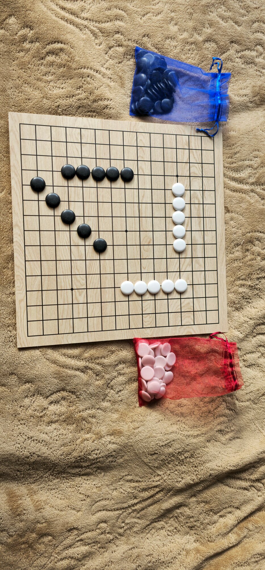 Настольная игра Рэндзю ( японские крестики-нолики), набор № 1, доска 15* 15/ 9* 9 ( для Го) и камни 120 шт.