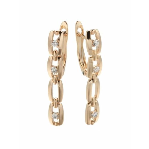 Серьги XUPING JEWELRY, циркон, размер 32 мм, золотистый