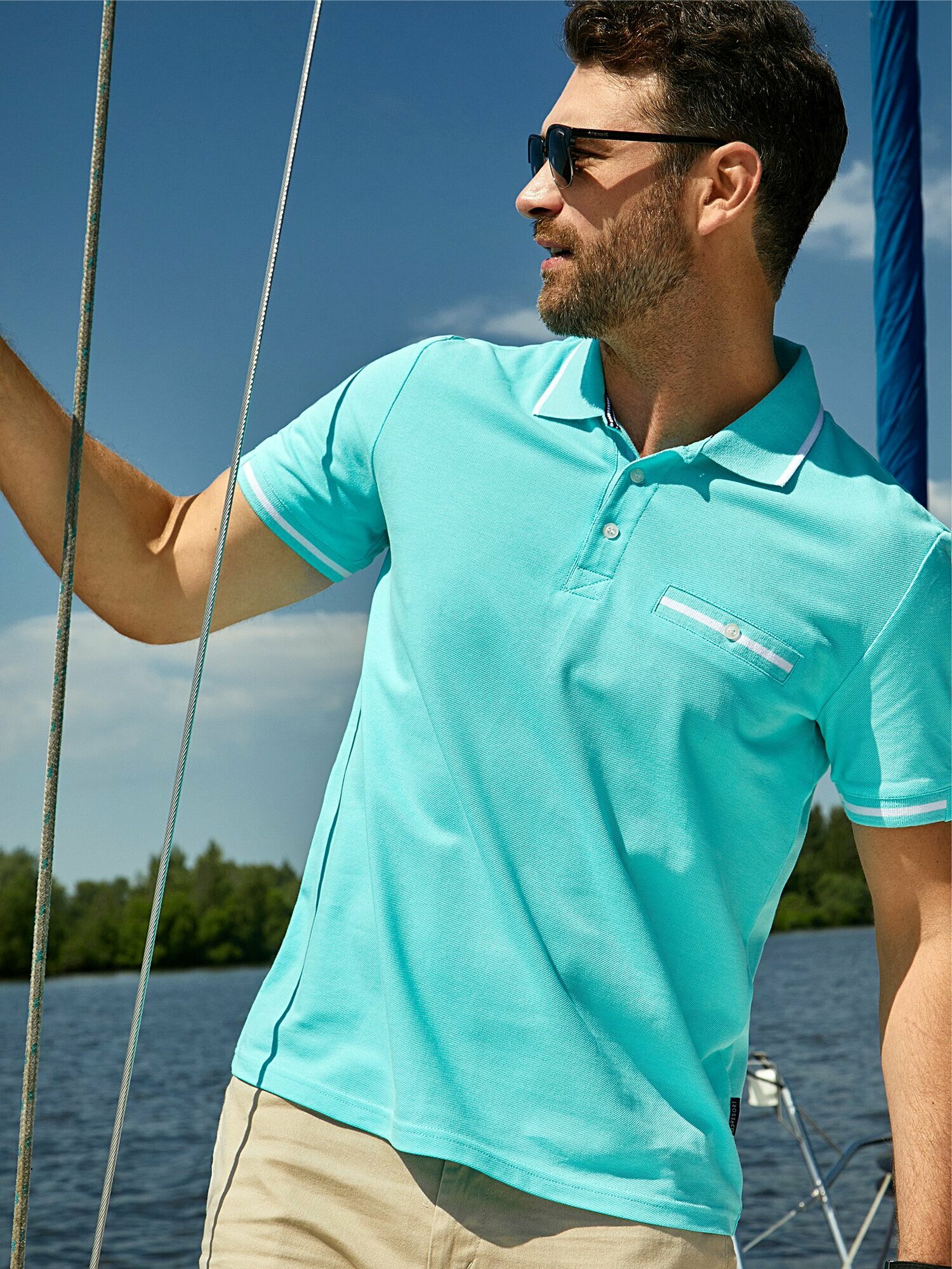 Поло BeGood с коротким рукавом, размер 50, бирюзовый