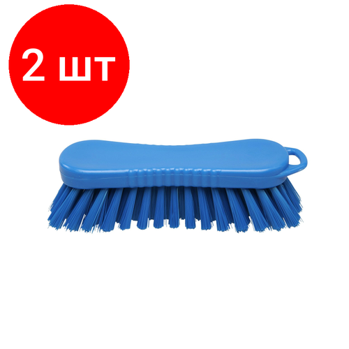 Комплект 2 штук, Щетка ручная скраб, типа 'страйт' FBK 210х70мм жесткая синяя 15063-2