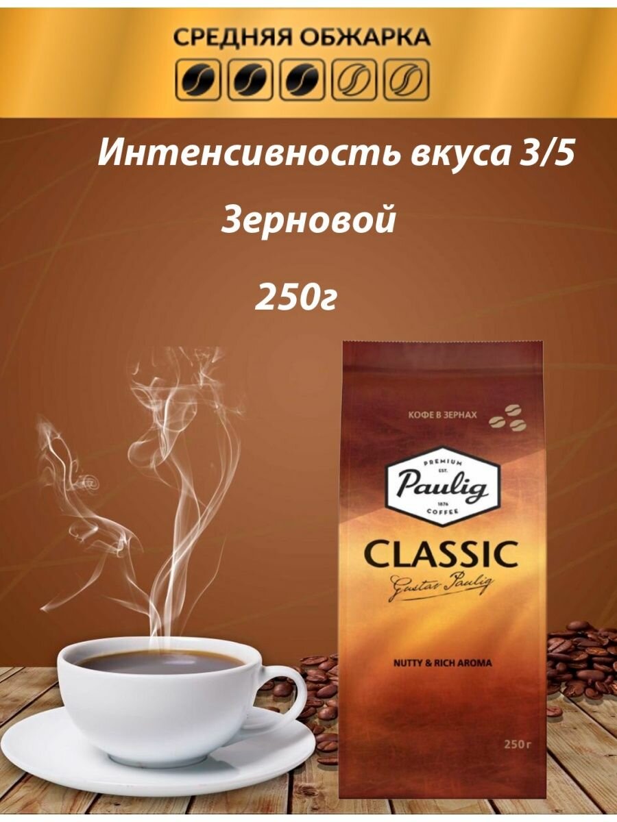 Кофе в зернах Paulig Classic, 250 г
