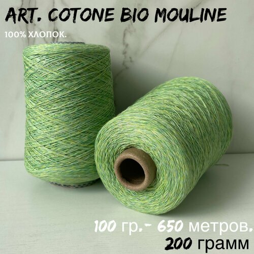 Итальянская бобинная пряжа для вязания 100 хлопок art Cotone bio mouline 200 грамм 1330₽