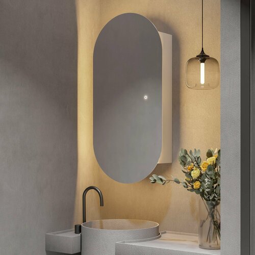 Зеркало-шкаф Олимпия 8040 с тёплой LED-подсветкой универсальный 12845₽