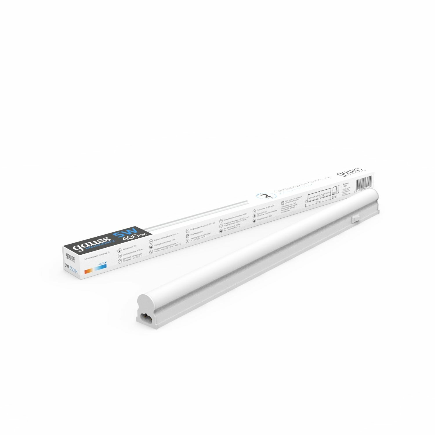 Светильник линейный LED c кнопкой 5W 6500K IP20 310х22х33 Gauss Elementary — фото 1