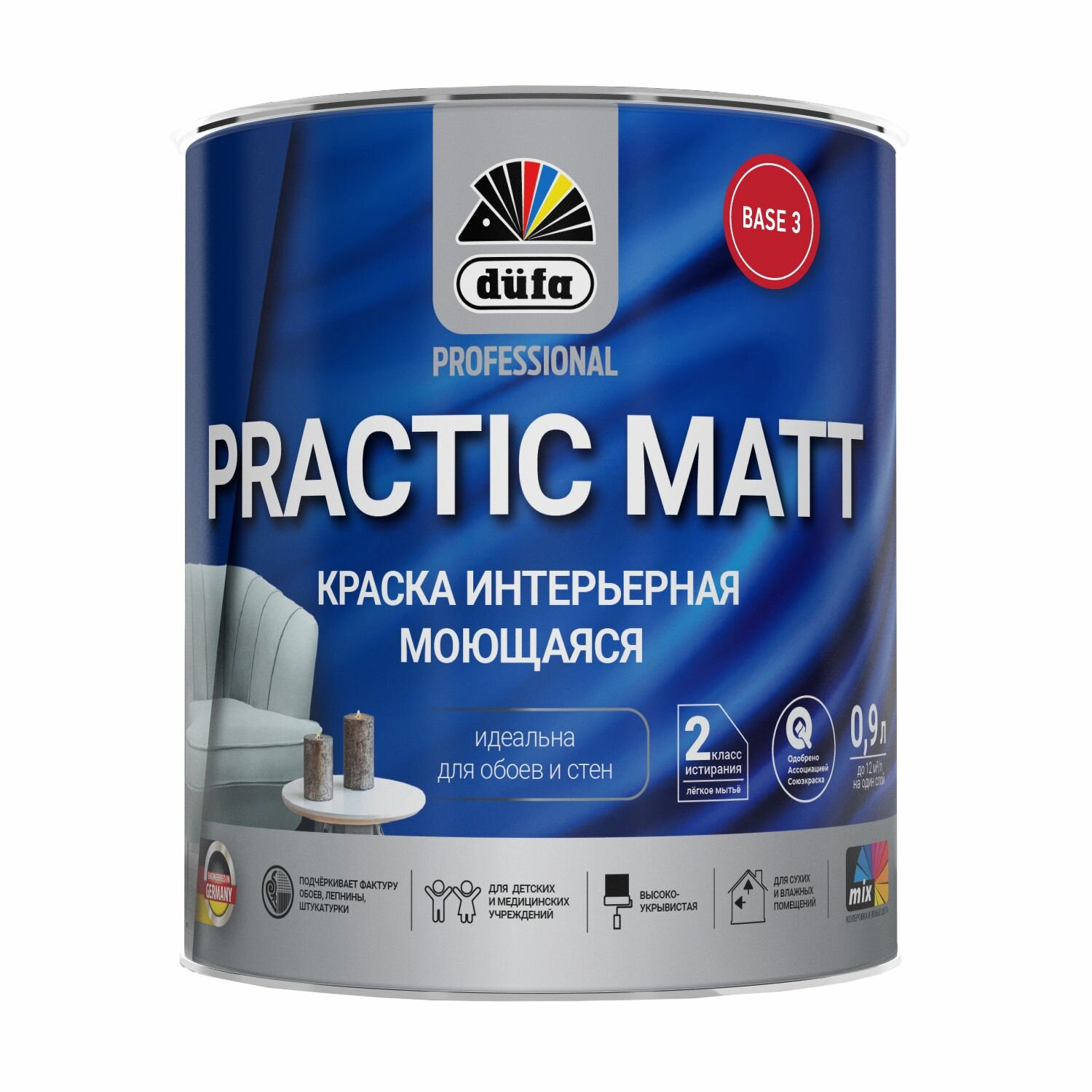 Краска для стен и потолков Dufa Prof Practic Matt матовая цвет прозрачный база Б3 0.9 л