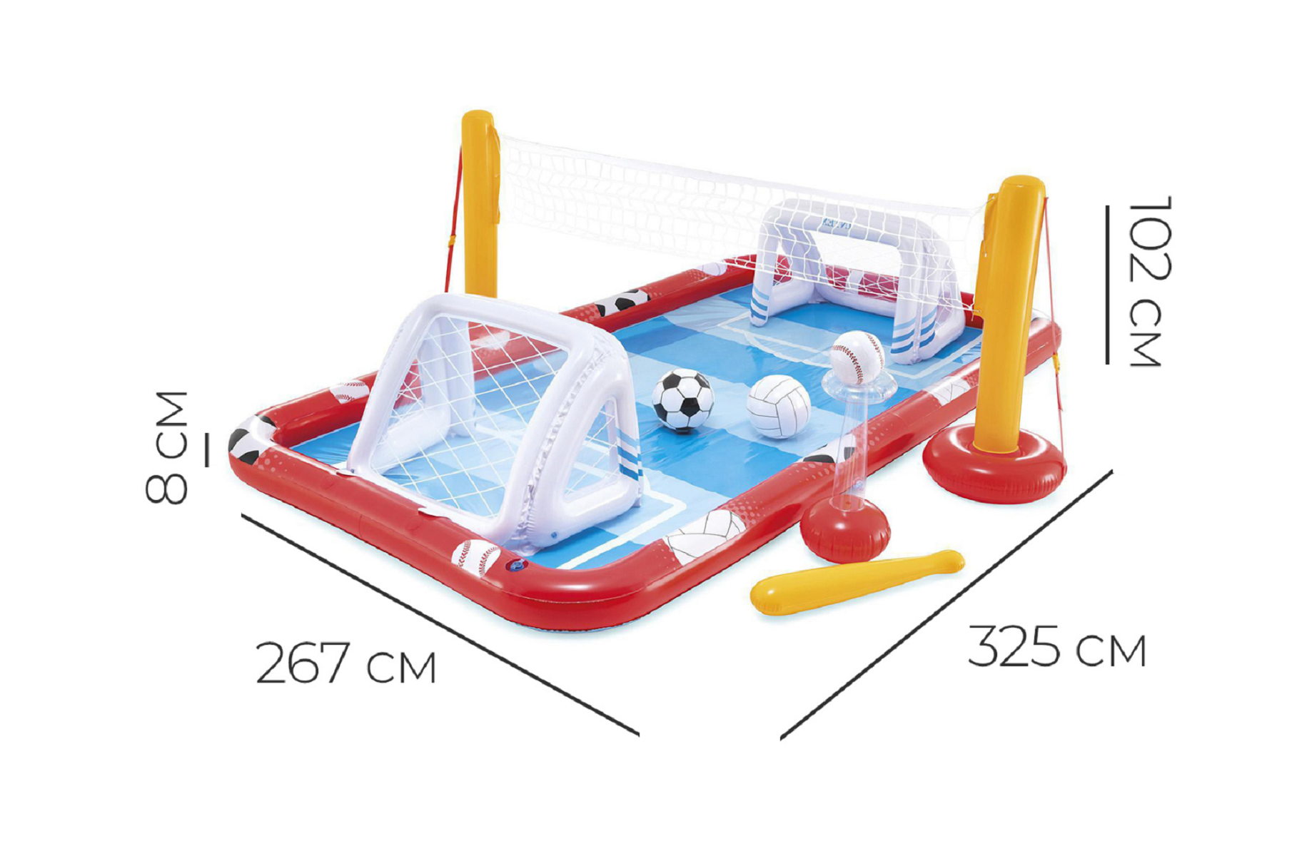 Обзор: Игровой центр Активный спорт 325*267*102 см, от 3 лет, 57147NP INTEX