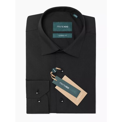 фото Рубашка mondigo классическая classic fit с длинным рукавом, размер s - 170-182, черный