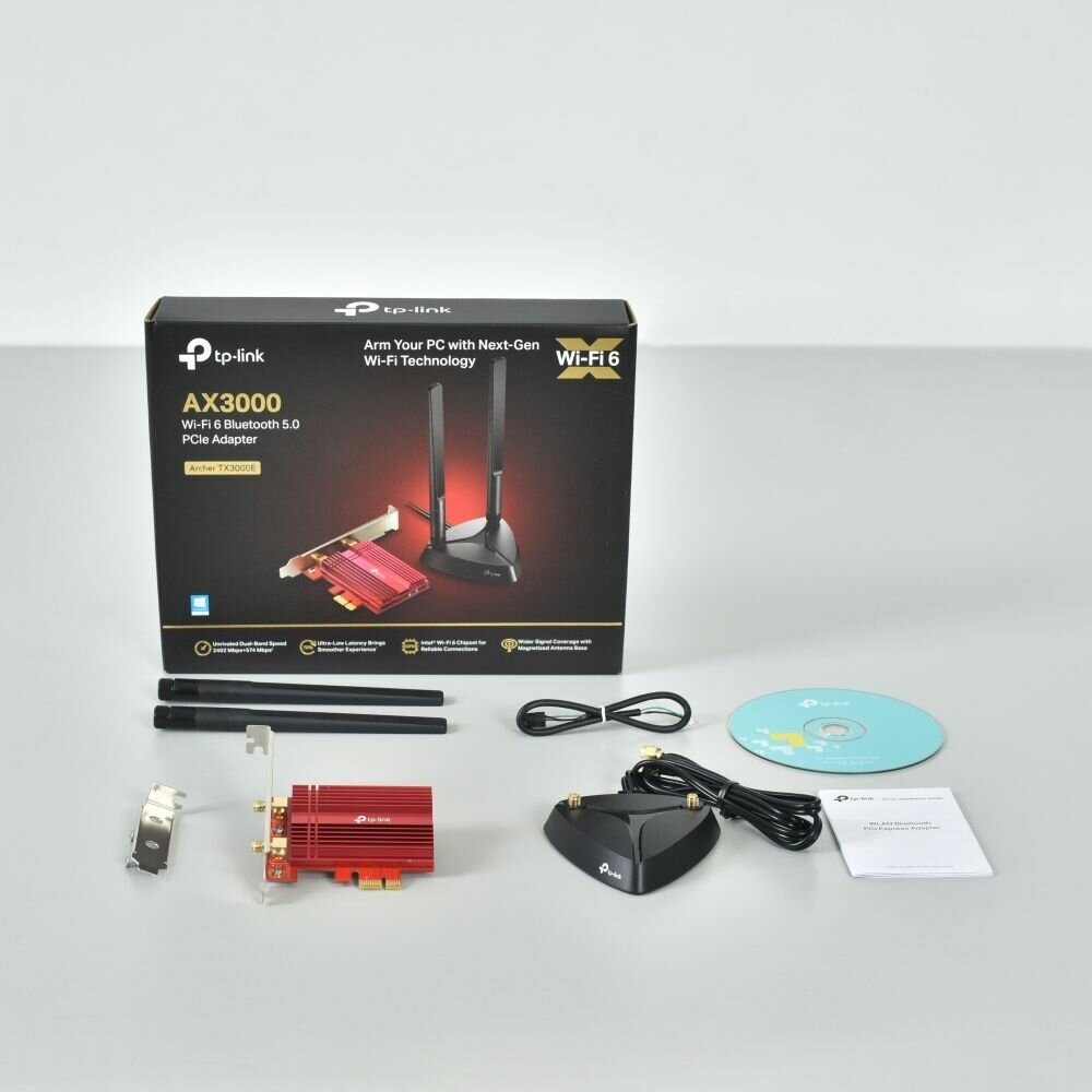 Сетевой адаптер WiFi + Bluetooth TP-Link Archer TX3000E, внешняя, съемная антенна, интерфейс подключения PCI Express — фото 1