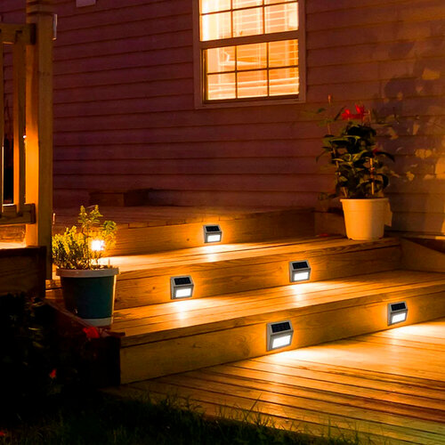 Светодиодный уличный светильник фасадная подсветка для ступеней на солнечной батарее GLANZEN RPD-0001-060-solar 6 LED садовый фонарь для ландшафта дома и дачи 340₽