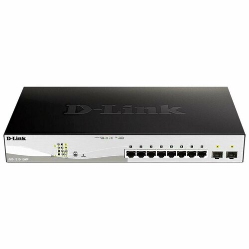 D-Link DGS-1210-10MPF3A Настраиваемый L2 коммутатор с 8 портами 101001000Base-T и 2 портами 1000Base-X SFP 27297₽
