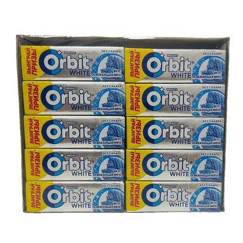 фото Жевательная резинка orbit white освежающая мята, без сахара, 30 штук по 13.6 г