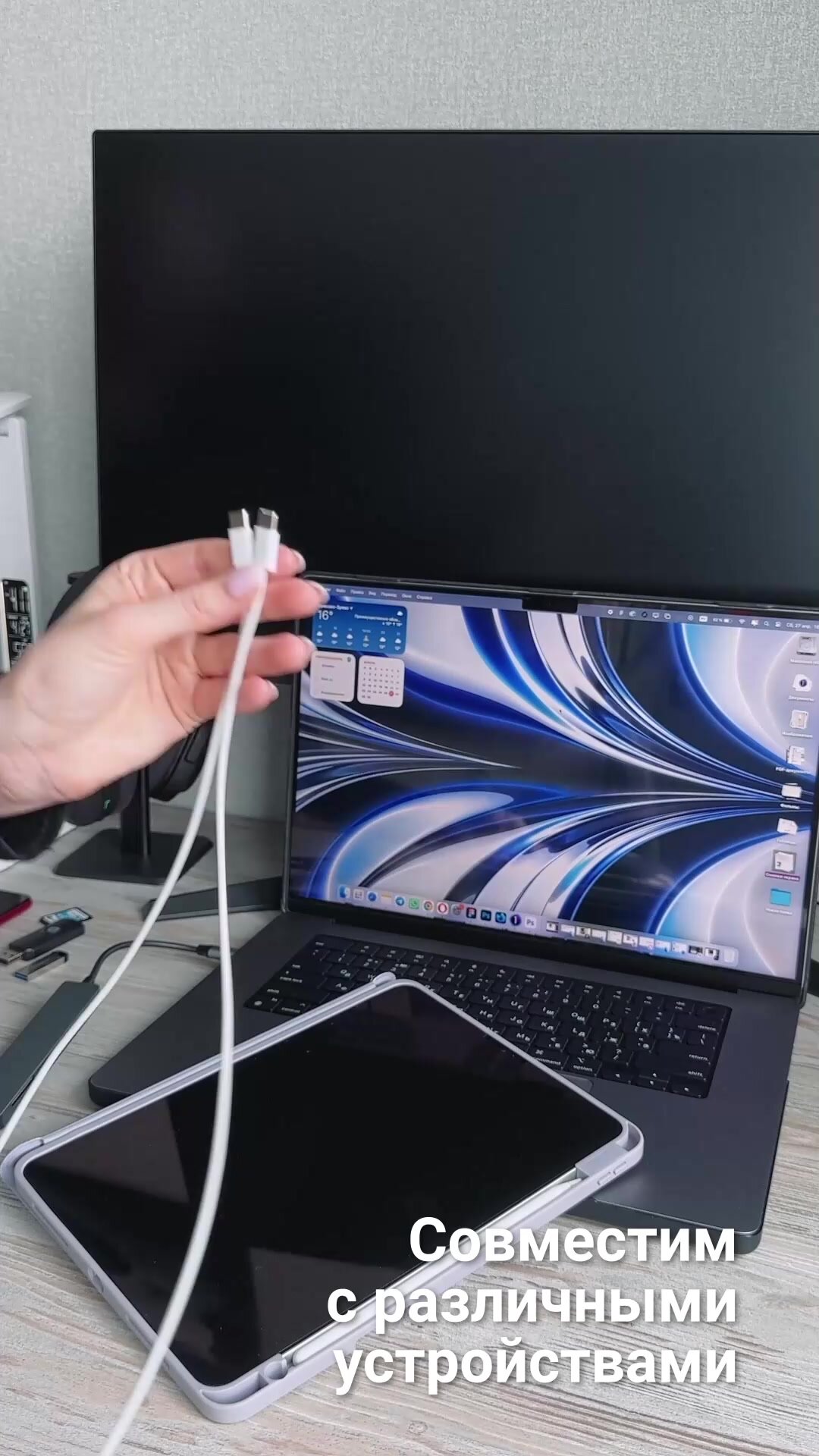 Type-C хаб с OTG, HDMI 4К, USB 2, USB 3, Type-C, SD, MicroSD, концентратор с питанием 100W, универсальный разветвитель — фото 1