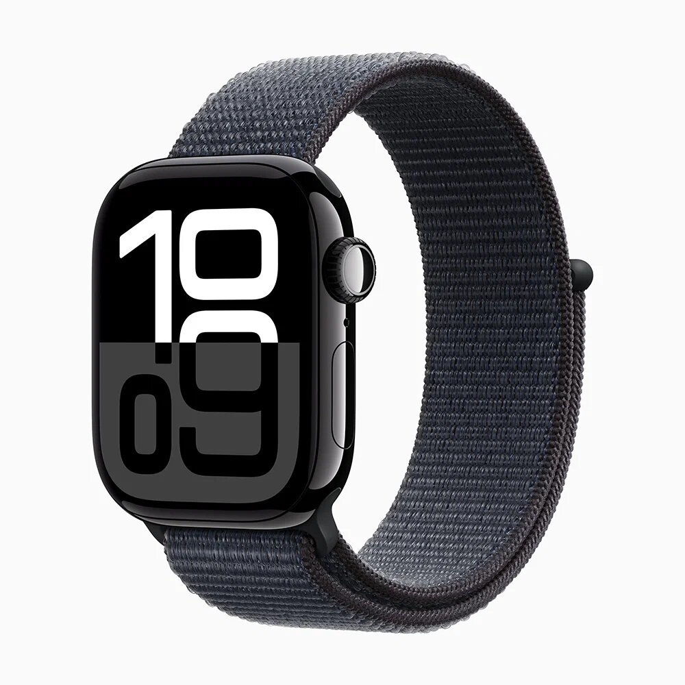 Умные часы Apple Watch Series 10 GPS, 46mm Jet Black Aluminium Case with Ink Sport Loop