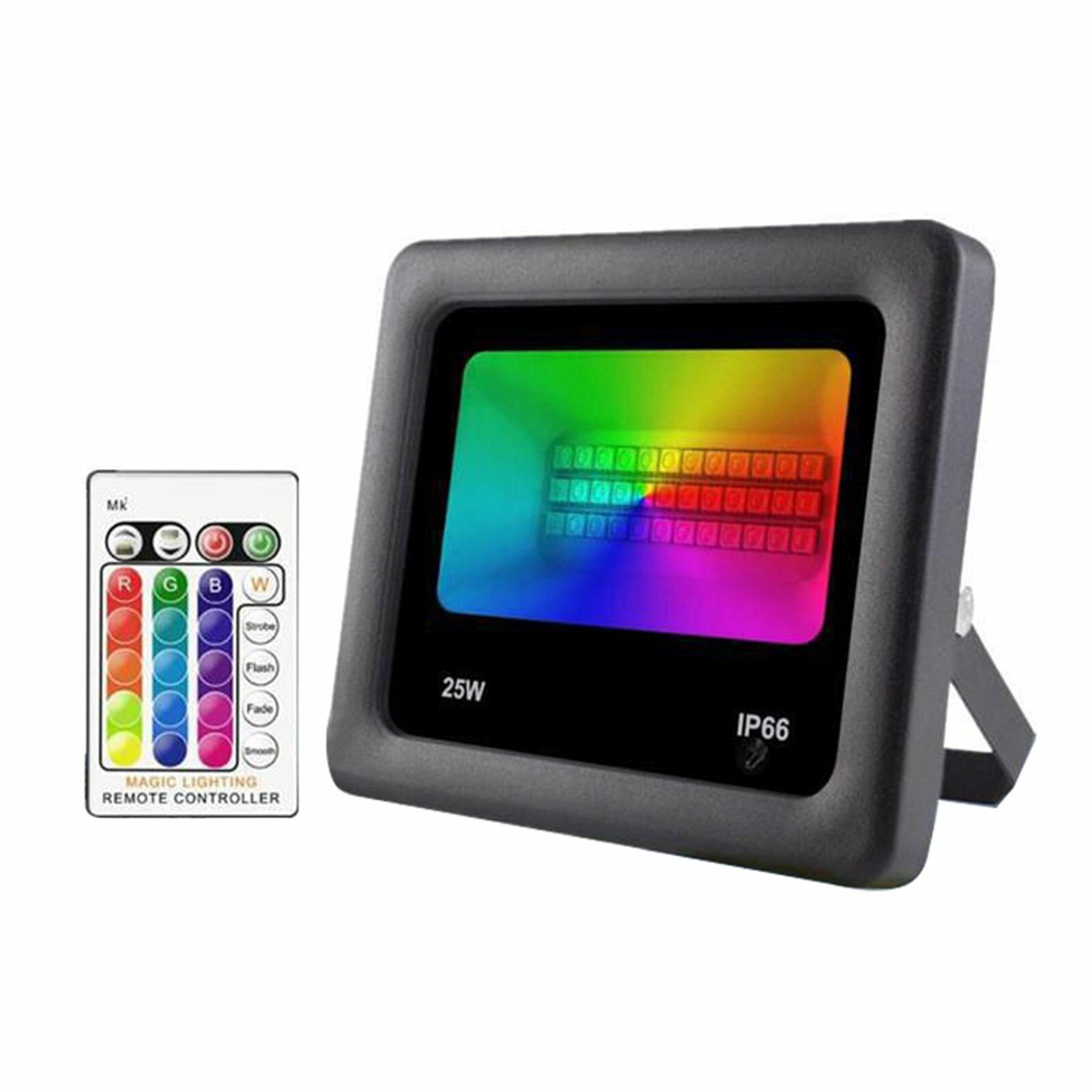 25 Вт RGB прожектор с дистанционным управлением меняющий цвет 4 режима 16 цветов IP66 черный