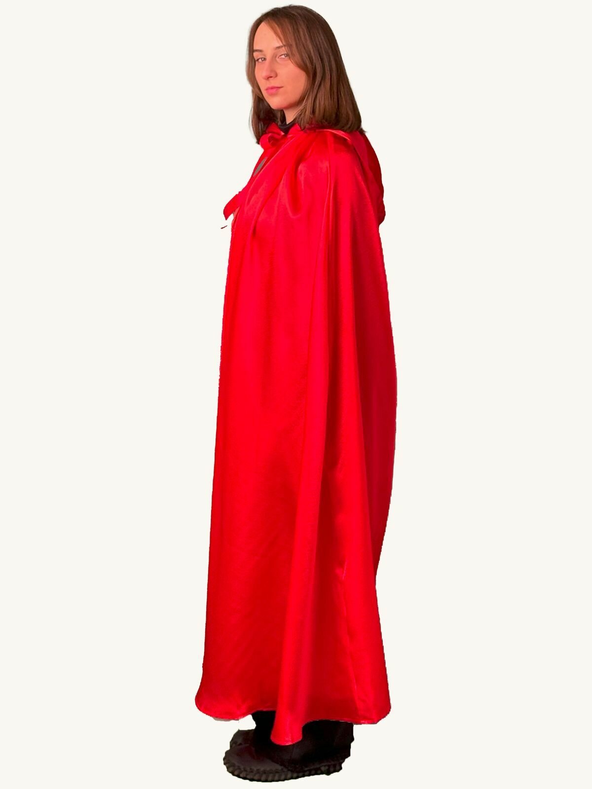 Карнавальный плащ-мантия с капюшоном красный (на рост 164-170) — фото 1