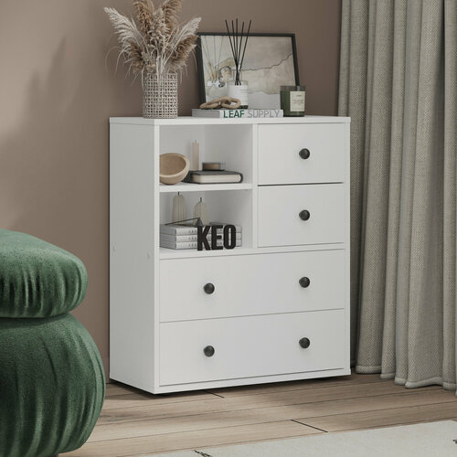 Комод для вещей белый с ящиками и полками и ящиками Кео 752 х 64 х 29 см КМД-255 7215₽