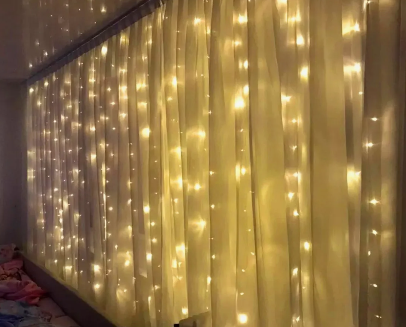 Гирлянда Proftandem "Штора", 3м x 3м, 8 режимов, теплый белый свет, IP44 — фото 1