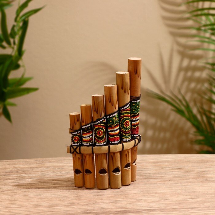 Сувенирный музыкальный инструмент «Флейта Пана», 2×15×9 см, микс