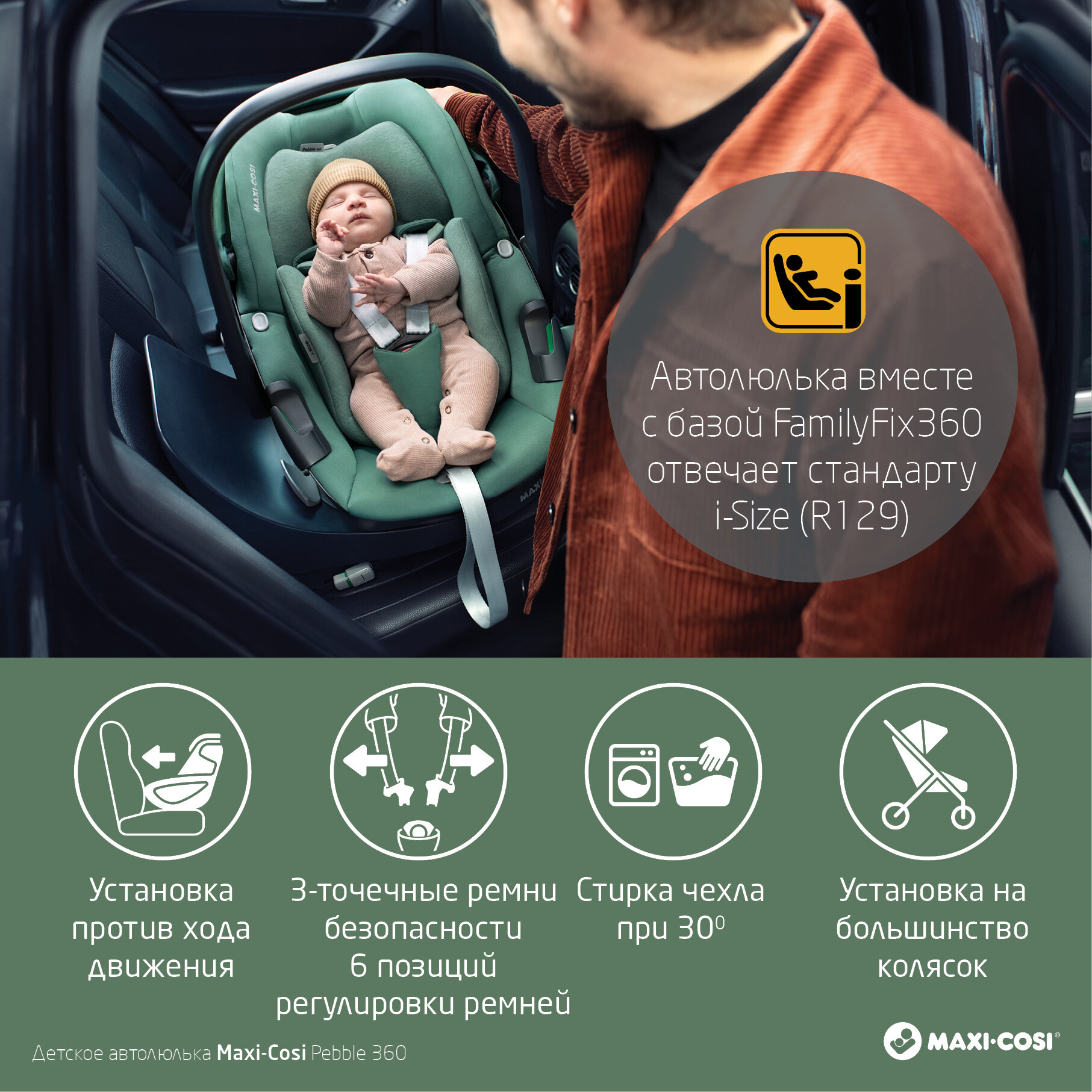 Обзор: Автокресло группы 0+ (0–13кг) Maxi-Cosi Pebble 360°, Select Grey/серый