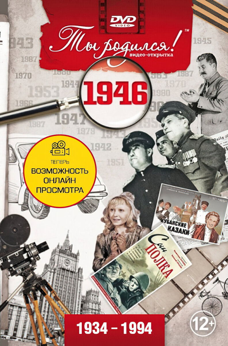 Открытка с фильмом к дню рождения 79 лет, 1946 год рождения