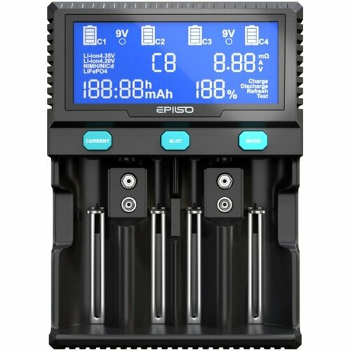 Зарядное устройство Epilso EPC-U40 (пустое, 1-4х 10340, 14500, 16340, 18650, 32650, A, AA, AAA, C, D, 9V) (1/24)