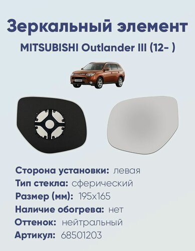 Изображение товара Зеркальный элемент левый MITSUBISHI Outlander III (12- ) сфера нейтральный без обогрева