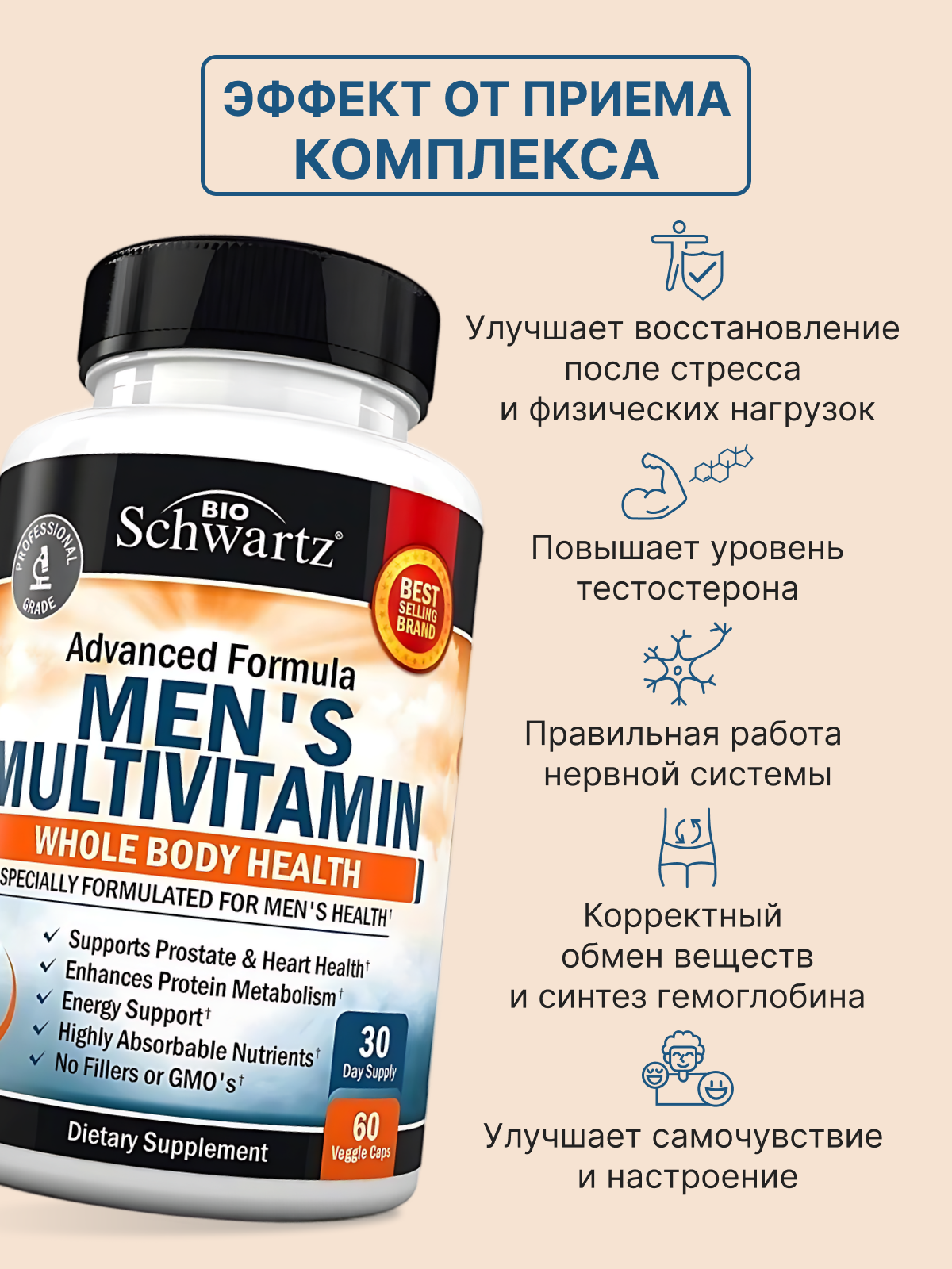 Изображение Мультивитамины для мужчин, 60 капсул