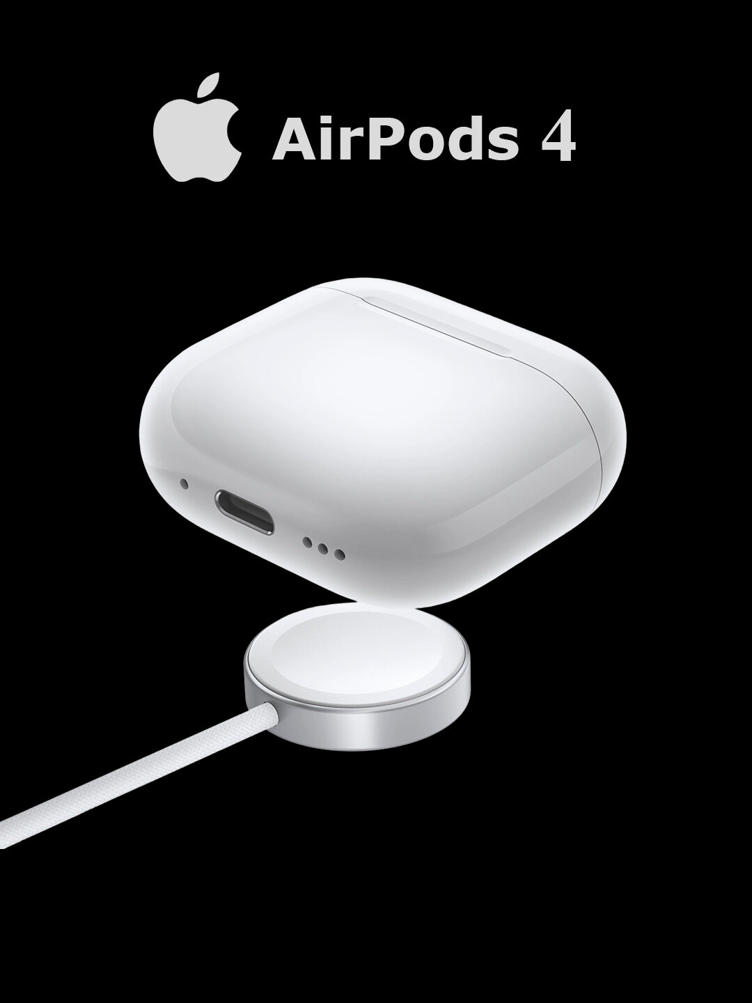 Наушники Apple AirPods 4, беспроводные, влагозащищенные, белый, copy — фото 1