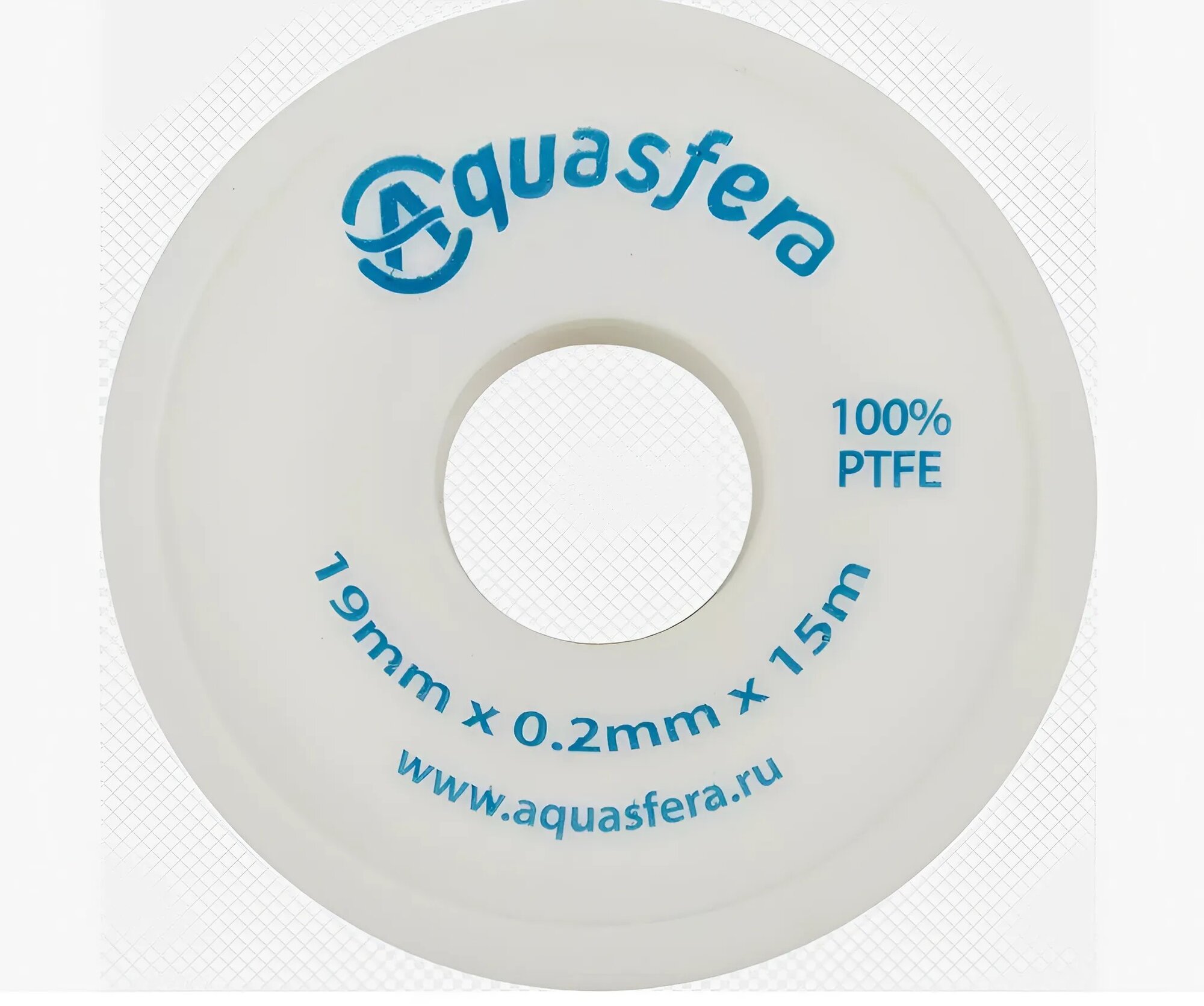 Лента ФУМ PTFE 6020 19ммх0,2ммх15м катушка среда: вода Aquasfera 6020-04 — фото 1