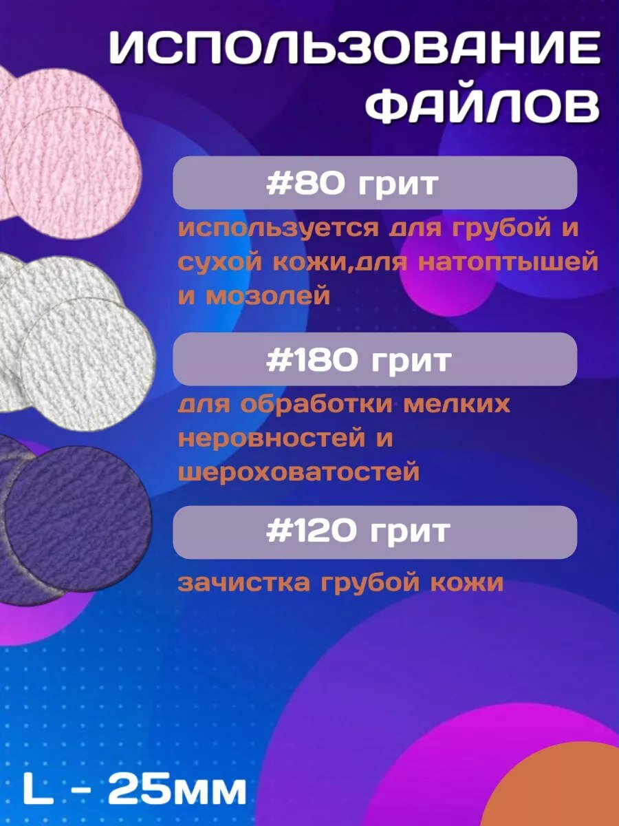 Cмарт диск набор для педикюра L-25 мм, файлы 60 шт — фото 1