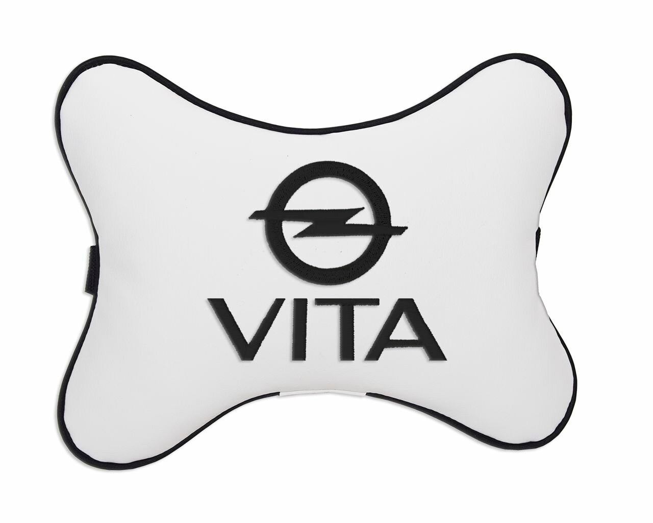 Подушка автомобильная на подголовник белая экокожа OPEL Vita