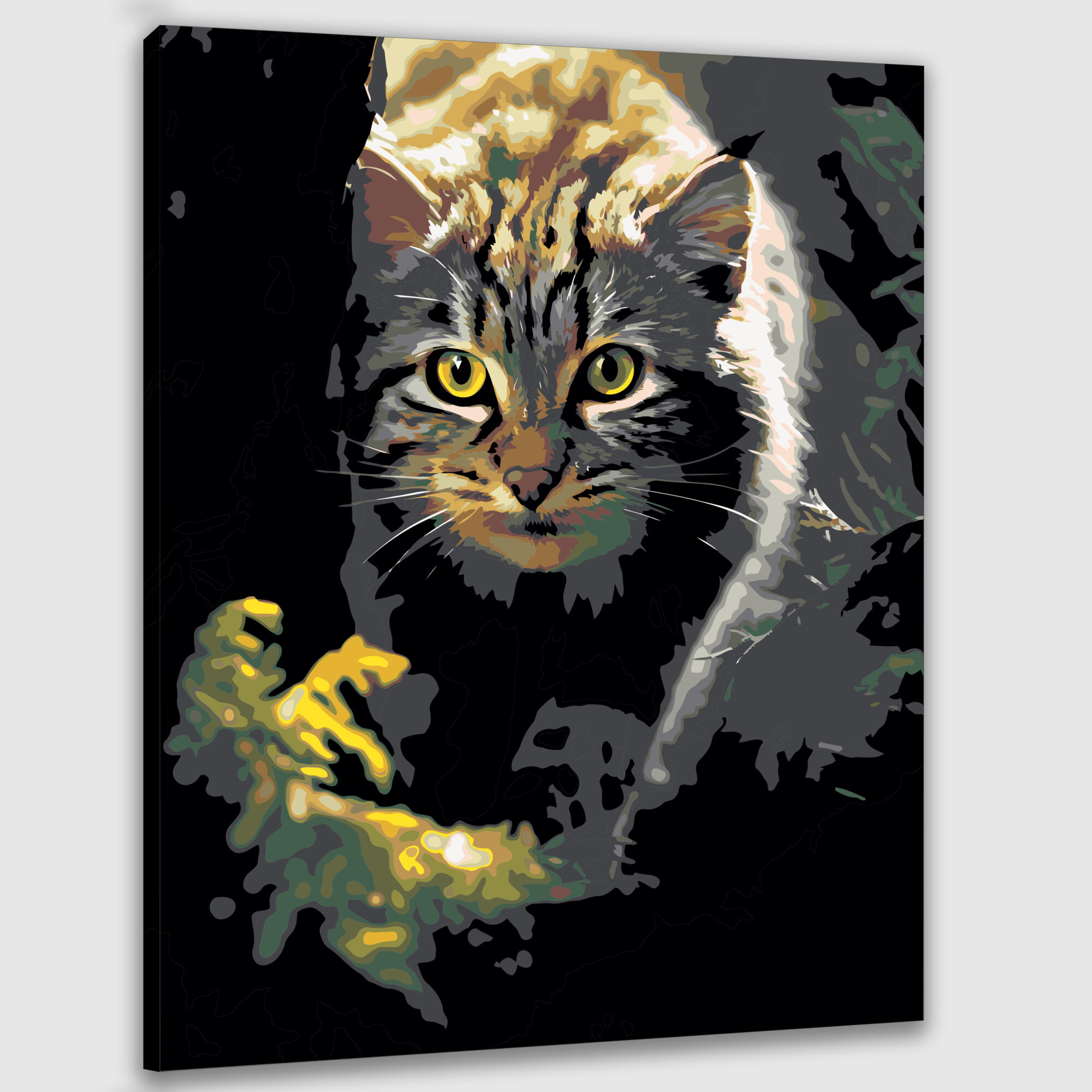 Картина по номерам 40x50 см, манул, редкий вид кошки, дикая кошка, мистическая фигура, сибирский лес, солнечный свет
