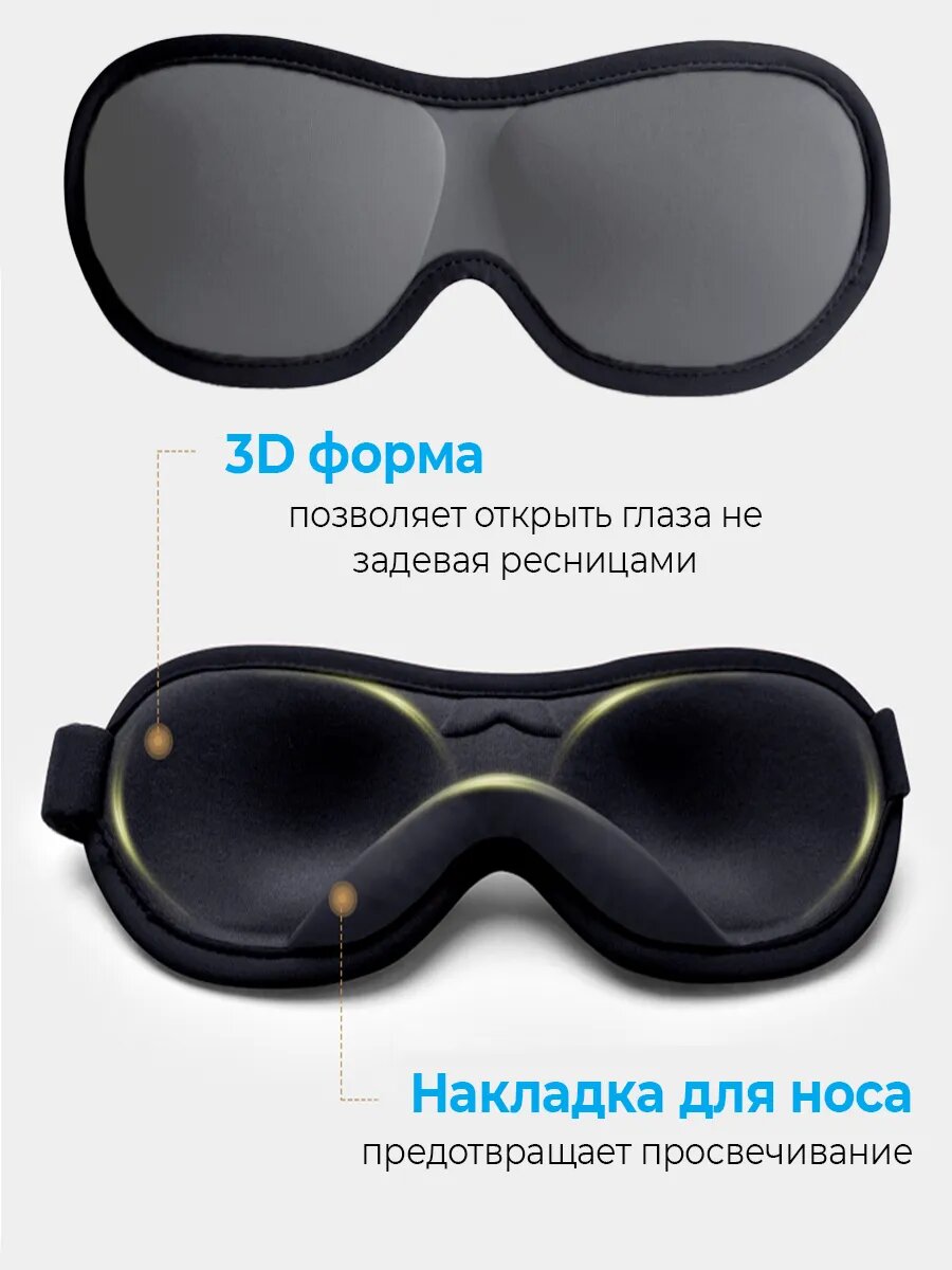 Изображение Маска для сна , 1 шт., серый/черный