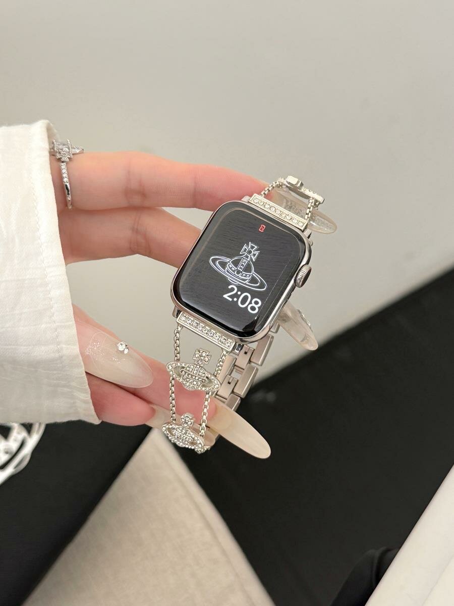 Металлический Ремешок Для Часов С Ромбовидным Узором Saturn, Подходит Для Apple Watch 10-42мм, IWatch 41мм 40мм 38мм