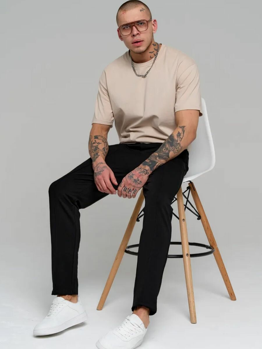 Брюки T-RONE menswear Весна-лето 2025, размер 48, черный — фото 1