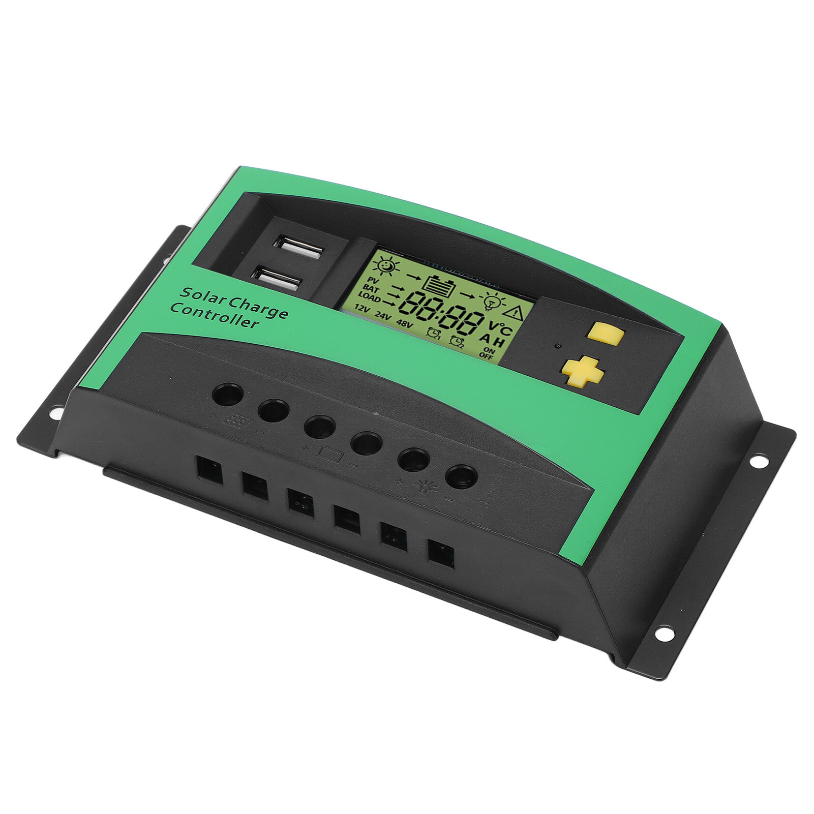 Регулятор солнечной зарядки PWM для панели 12V 24V 30A с 2 USB выходами 5V для лодок и домов на колесах