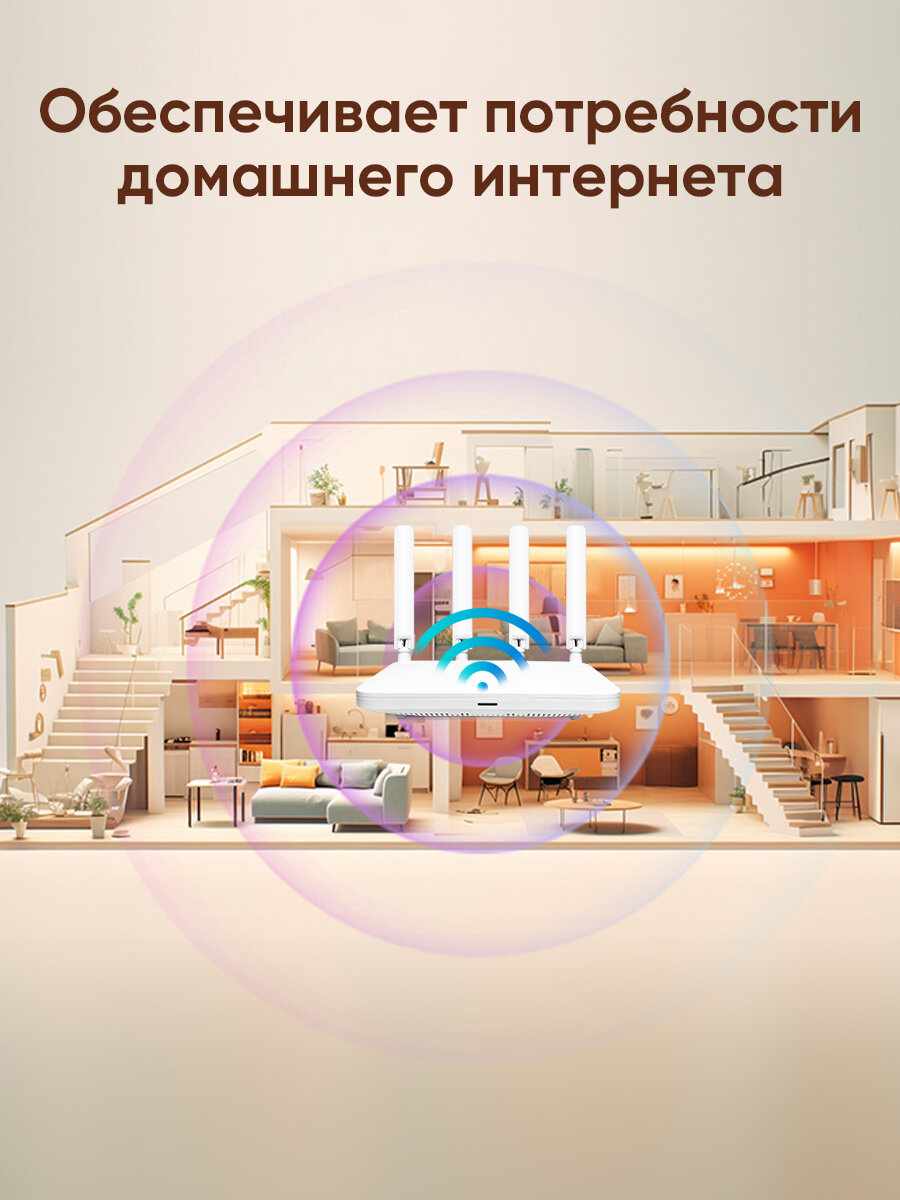 FAFY Роутер wifi, роутер wifi для дома, вайфай роутер,2.4/5 ГГц двухдиапазонный гигабитный,1200 Мбит/с, 3 LAN-порта — фото 1