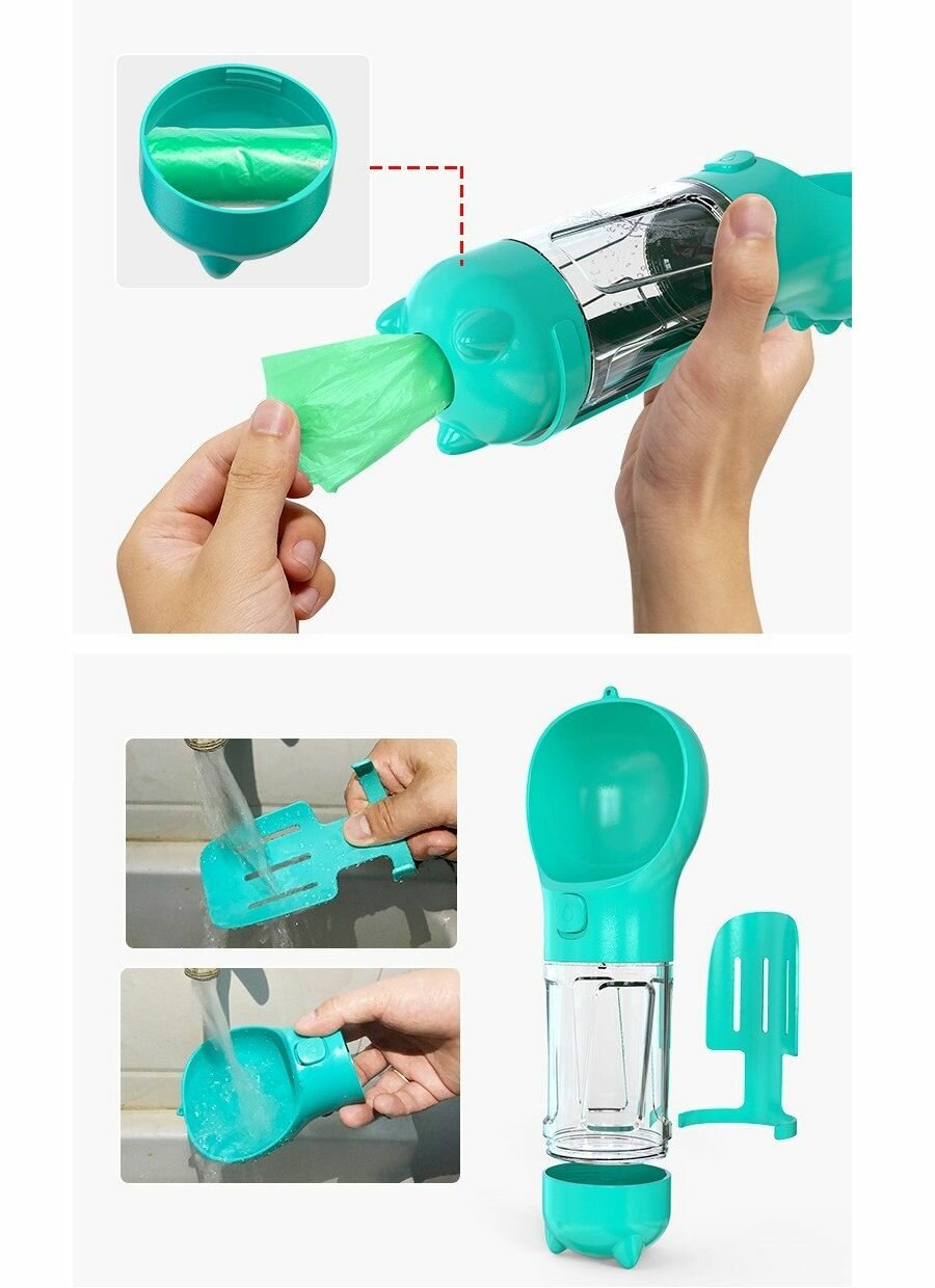 Дорожные Поилки Для Животных Xiaomi Поилка и кормушка для собак и кошек, переносная, прогулочная, пакеты и совок для уборки, дорожная, 4 в 1