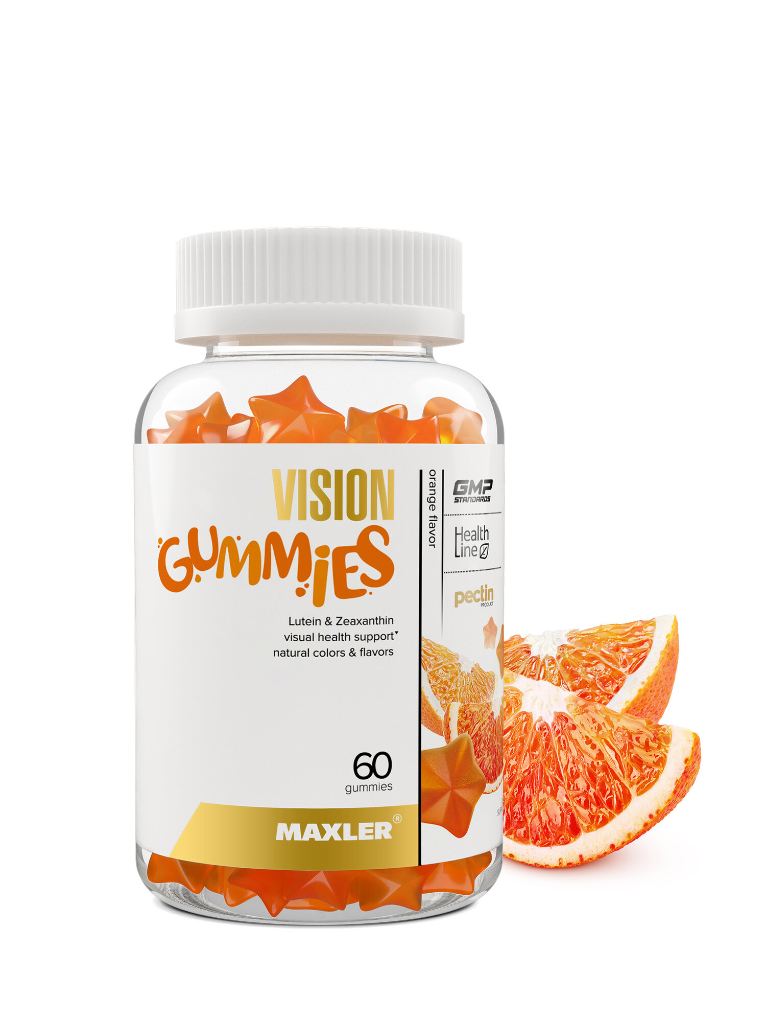 Мармеладные пастилки для зрения с лютеином и зеаксантином Maxler Vision Gummies, 60 жевательных пастилок - Апельсин