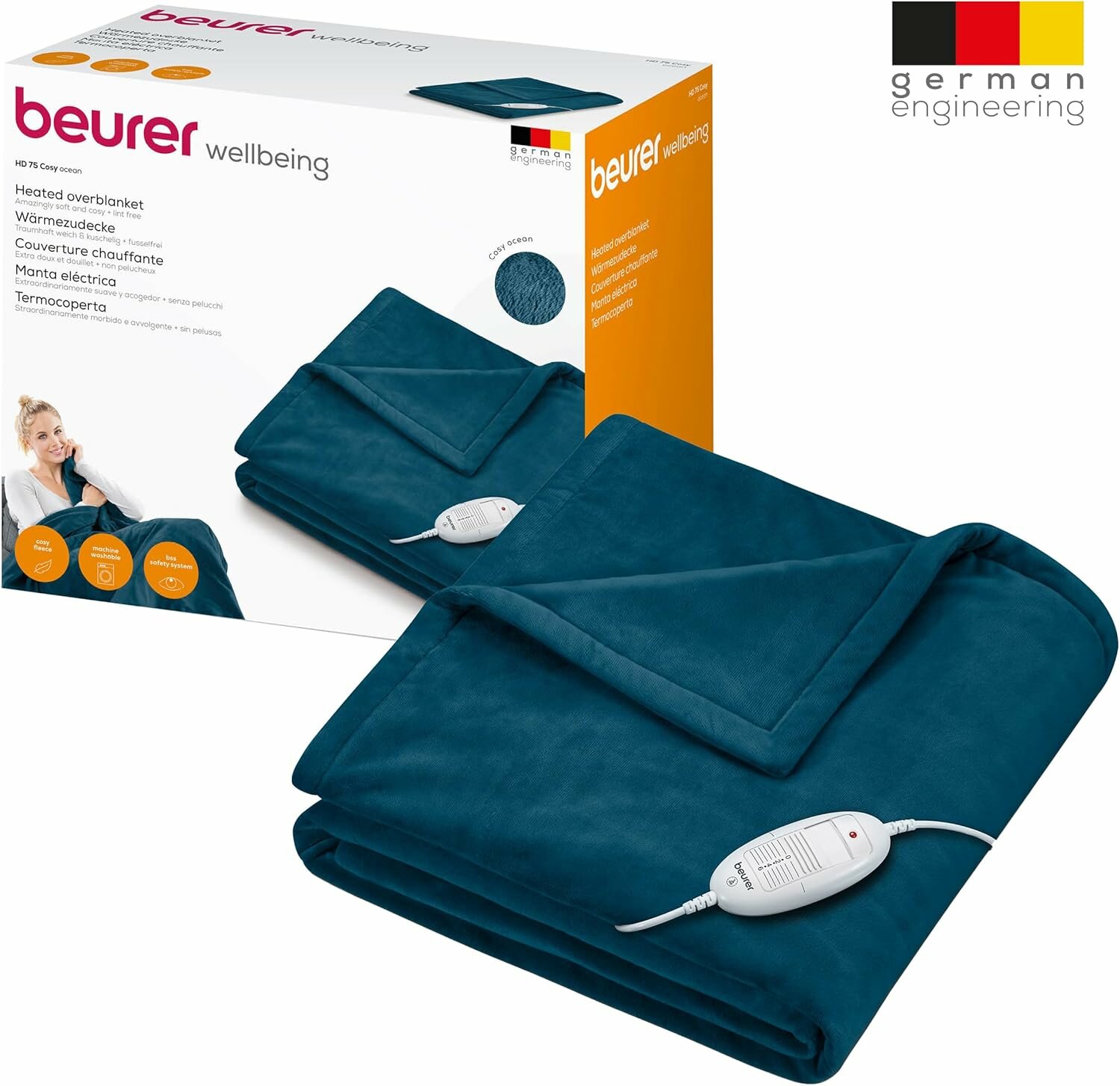 Изображение Электроодеяло Beurer HD 75 Cosy Ocean, 6 температурных режимов, флис