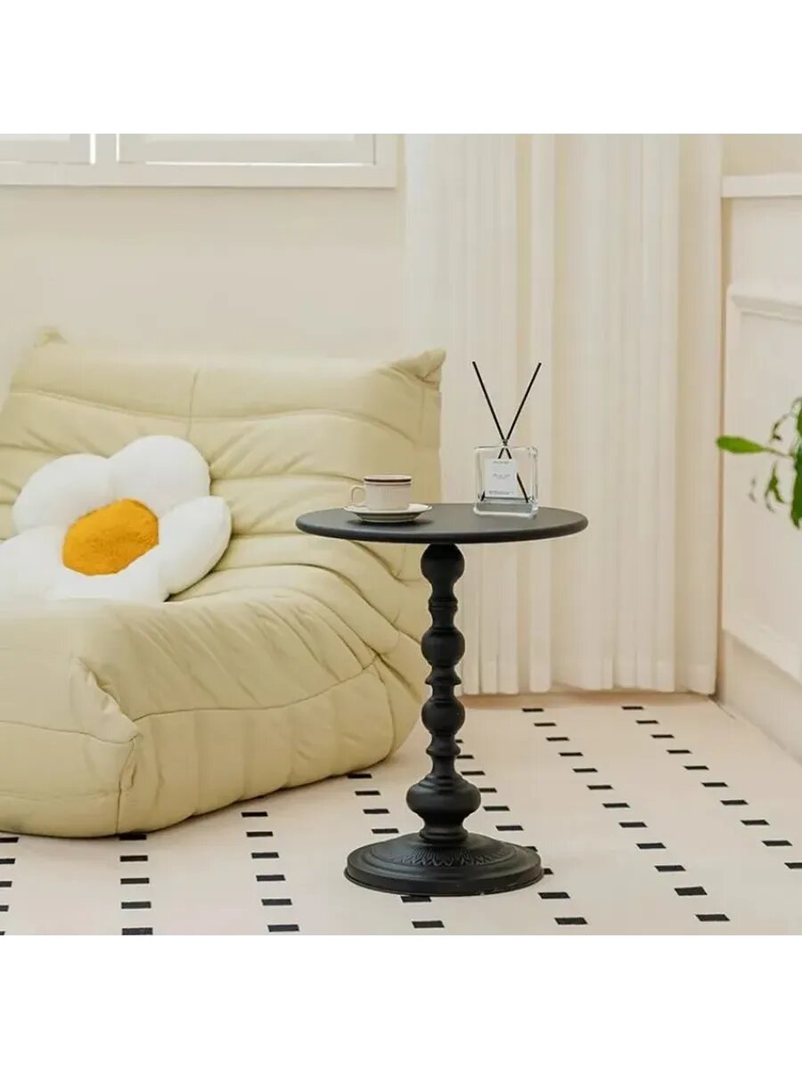 Столик журнальный Сова на балконе Винтаж, металл, круглый, черный — фото 1