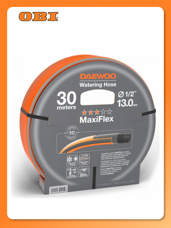 Шланг садовый DAEWOO DWH 3115 армированный ПВХ 30м 1/2